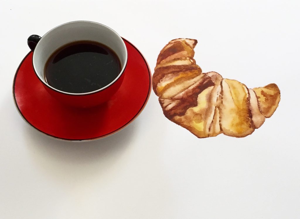 Kaffe och croissant